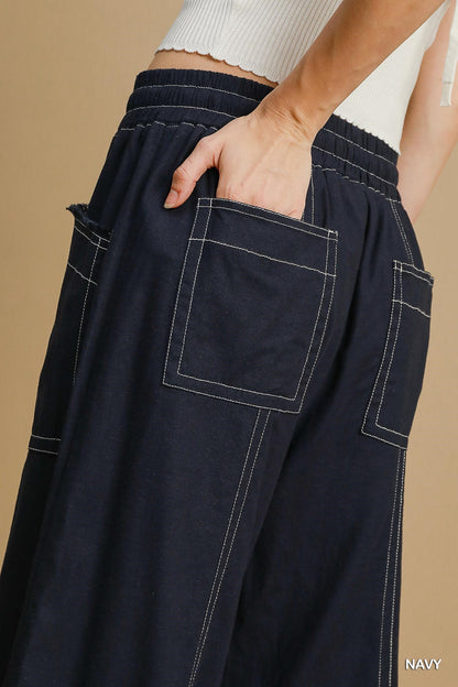 Wide Leg Pull On Pants