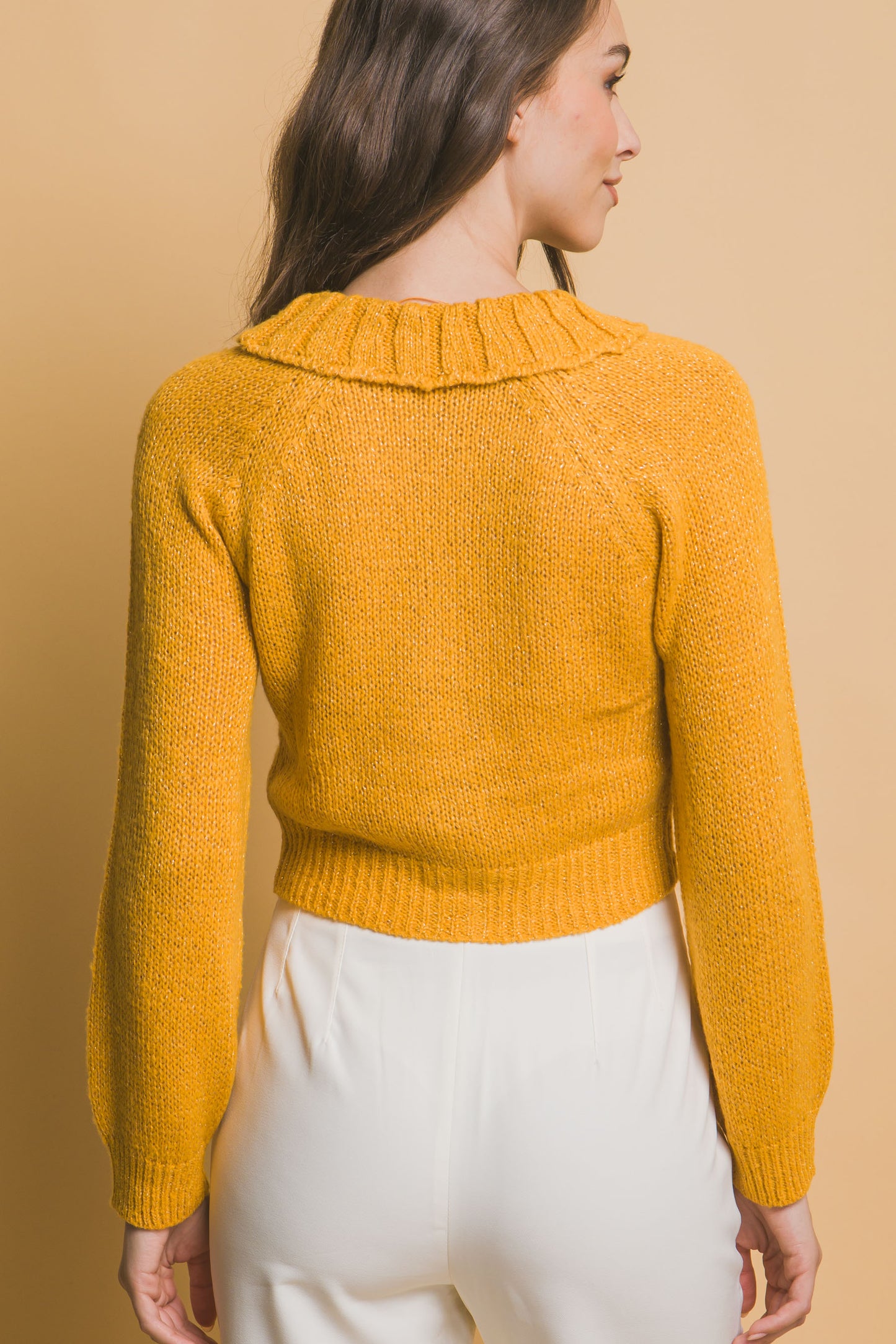 Short collard sweater