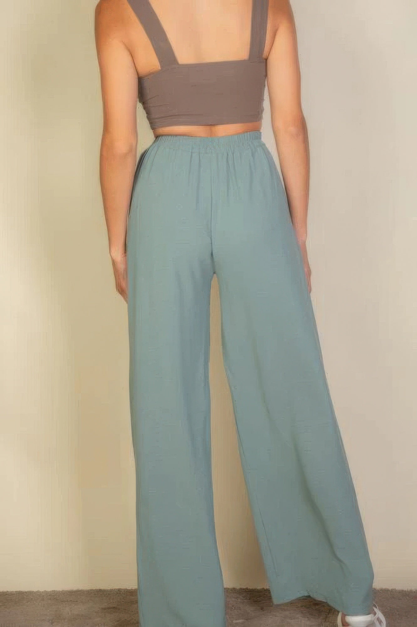 Drawstring Waist Wide Leg Minimalist Pants